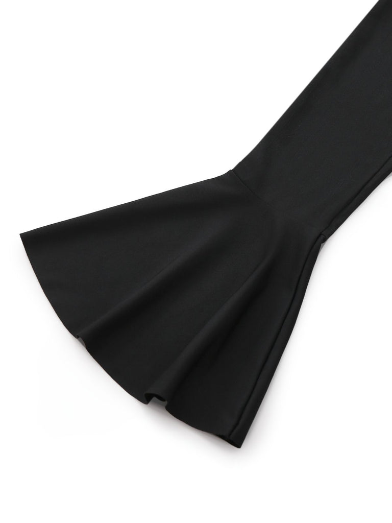 Black & White 1960s Ruffled Peplum Dress