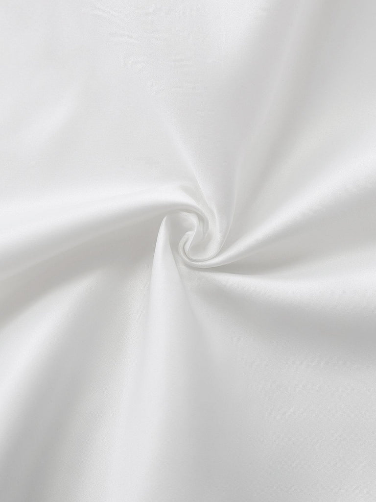 White 1950s Solid Sleeveless V-Neck Button Dress