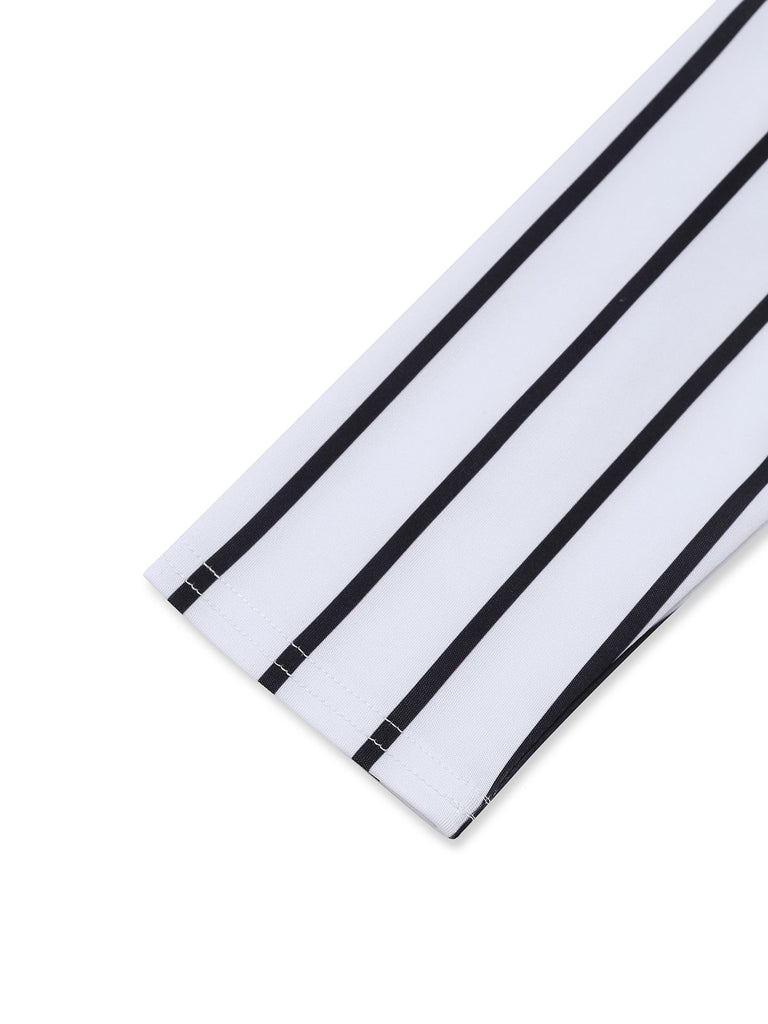 2PCS 1930s Striped Off-Shoulder Top & Fishtail Skirt