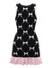Black 1950s Bow Print Sleeveless Knit Ruffled Dress