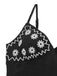 Black 1970s Boho Embroidered Floral Back-Bow Dress