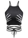 1950s Punk Halter Backless Lace-Up Crop Top