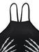1950s Punk Halter Backless Lace-Up Crop Top