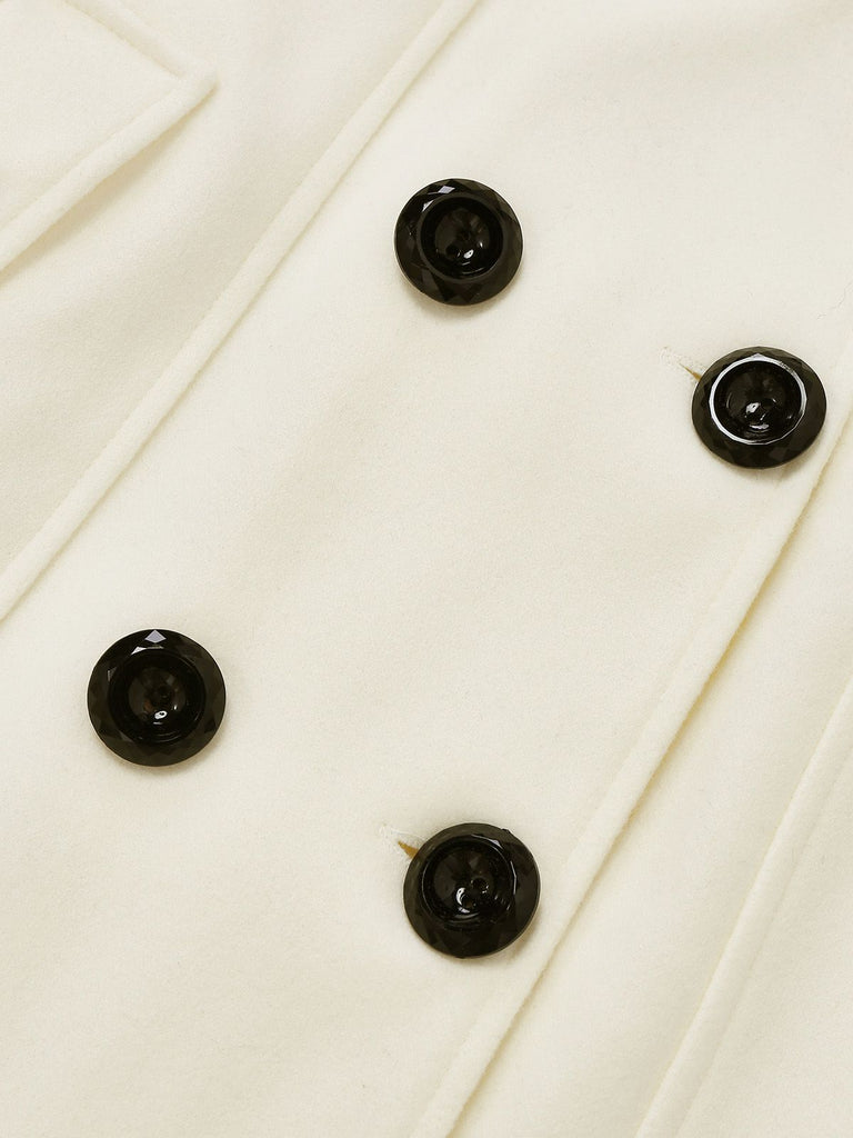 1940s Removable Faux-Fur Collar Buttons Coat