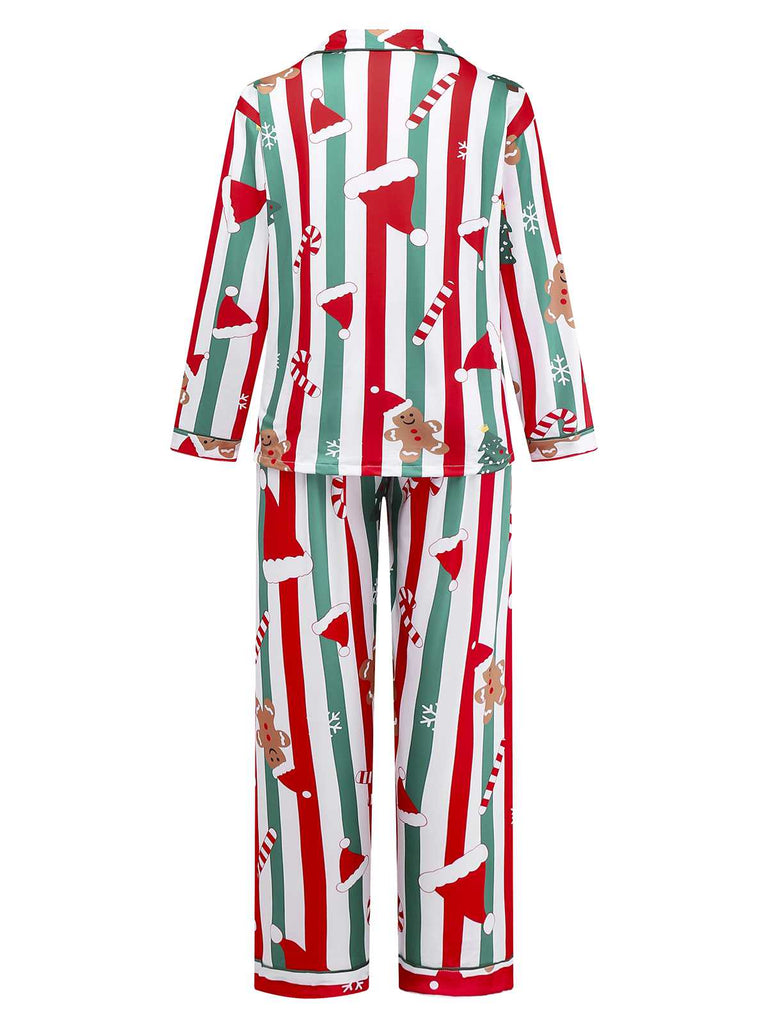 1950s Christmas Gingerbread Candy Cane Pajama Set