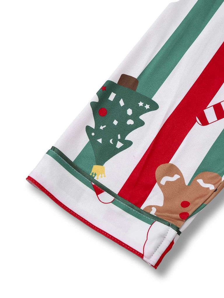 1950s Christmas Gingerbread Candy Cane Pajama Set