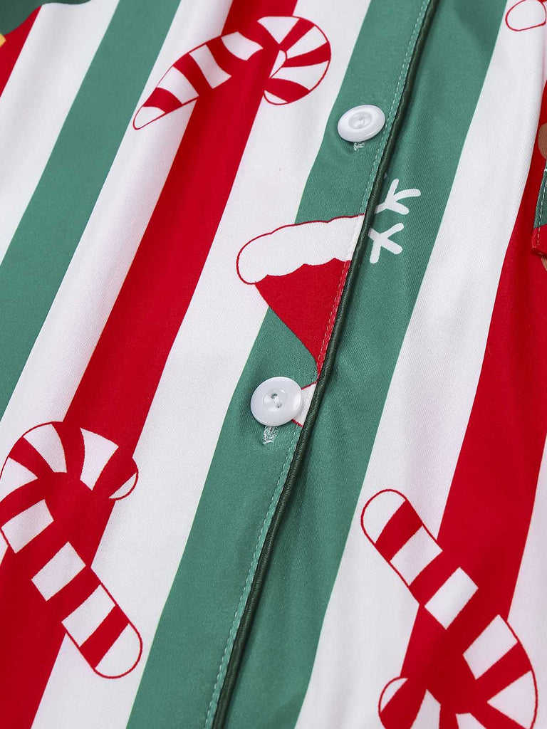 1950s Christmas Gingerbread Candy Cane Pajama Set
