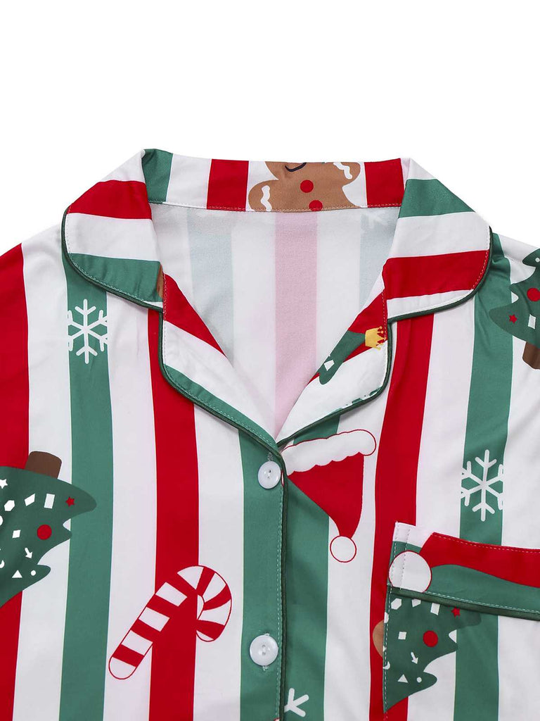 1950s Christmas Gingerbread Candy Cane Pajama Set
