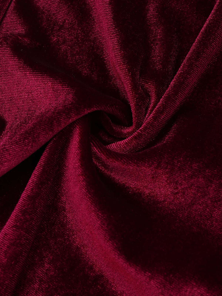 1970s Velvet Deep V-Neck Long Sleeve Jumpsuit