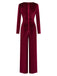 1970s Velvet Deep V-Neck Long Sleeve Jumpsuit