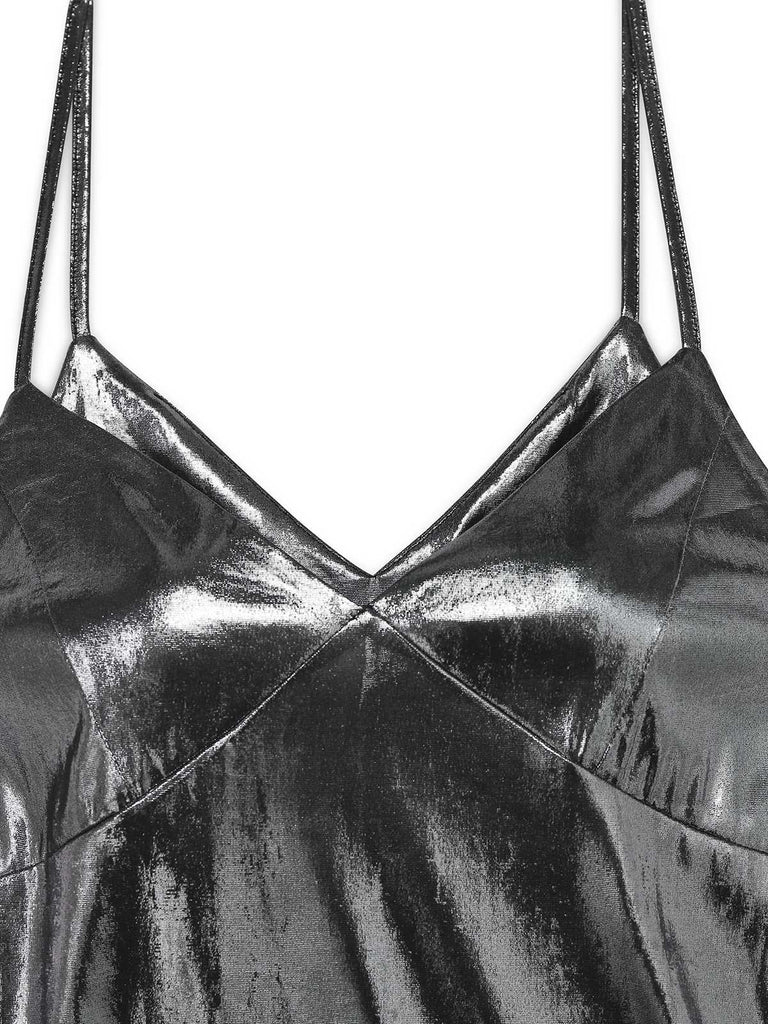 Silver 1930s Spaghetti Strap Mermaid Dress