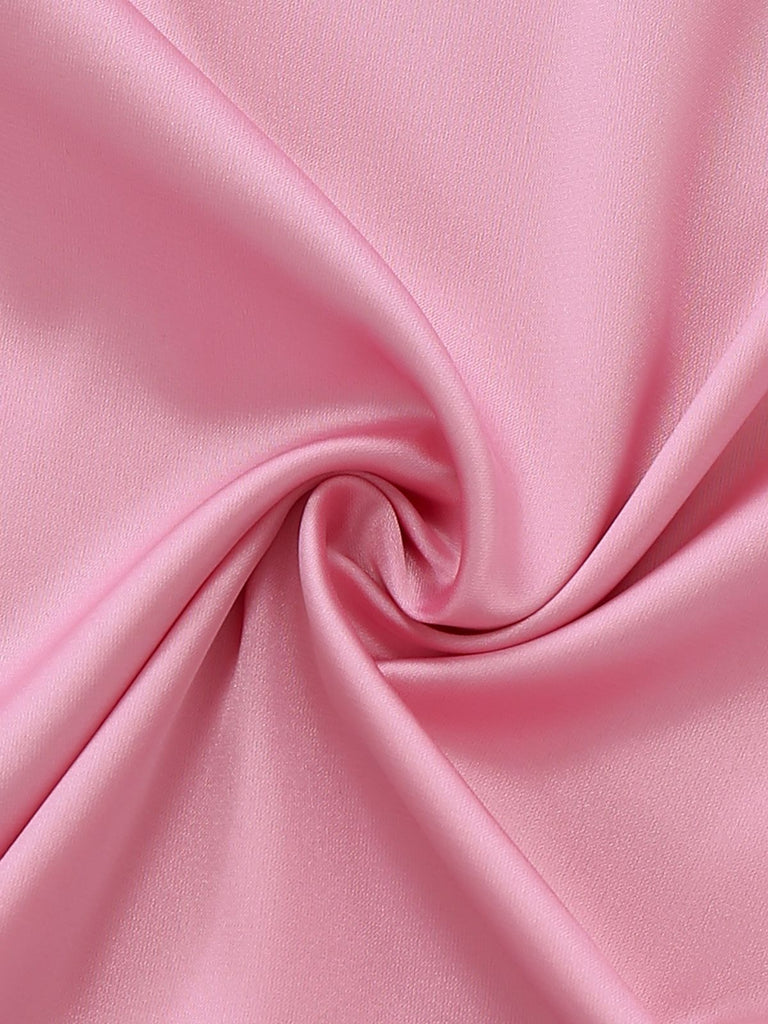 Pink 1930s Satin V-Neck Twist Midi Dress