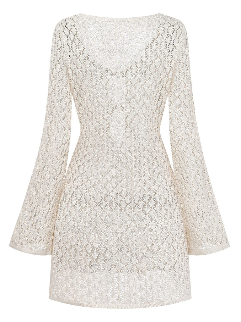 1970s Boho Crochet Hollow-Out Cover-Up