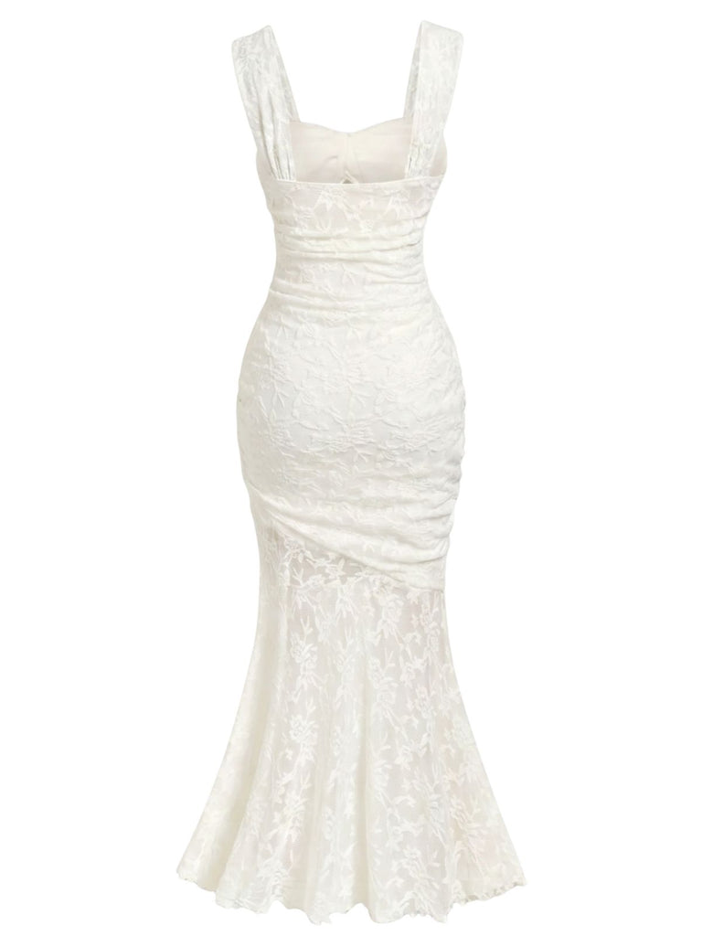 White 1930s Mermaid Bodycon Classic Dress 3