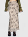 Khaki 1930s Plants Double Mesh Fishtail Skirt: 1930s grace for the woman who dances through life