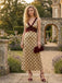 Khaki 1930s V-Neck Polka Dot Lace-Trim Sleeveless Dress - vintage dress, retro fashion, lace detail for vintage lovers