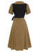 Khaki 1940s Fake 2PCS Lapel A-Line Dress, vintage dress, retro fashion - perfect for women who love vintage and retro fashion