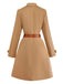 Khaki 1940s Lapel Double-Breasted Belted Coat - vintage fashion, retro style