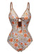 She's wearing Khaki 1950s Floral Keyhole One-Piece Swimsuit and the whole beach remembers the 1950s