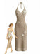Khaki 1950s Knit Starfish V-Neck Halter Cover Up Dress, vintage dress, retro fashion, rockabilly, pin-up fashion - perfect for women who love vintage and retro fashion