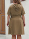 This Khaki 1950s Solid Hooded Belt Dress wraps her in 1950s elegance, one twirl at a time