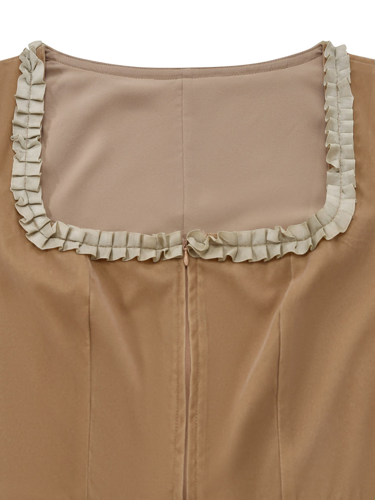 Khaki 1950s Vintage Classic Dress 4