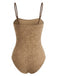 Khaki 1960s Jacquard Beaded One-Piece Swimsuit 5