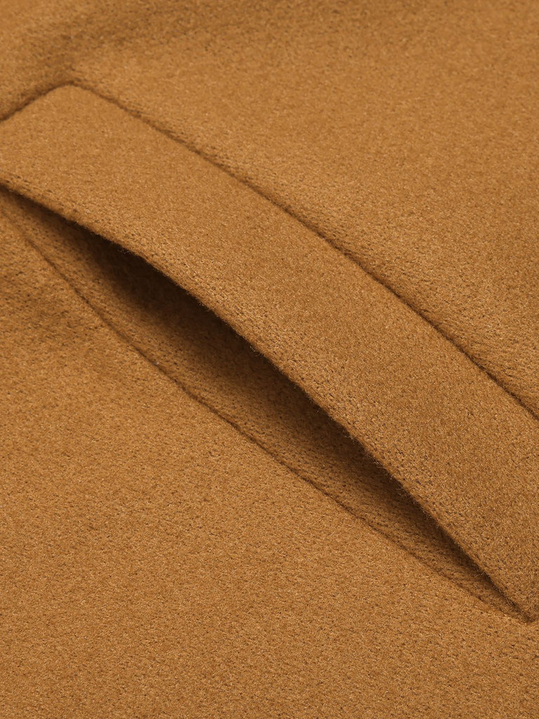 Khaki 1960s Turn-Up Collar Solid Belted Coat, vintage coat, retro outerwear - perfect for women who love vintage and retro fashion