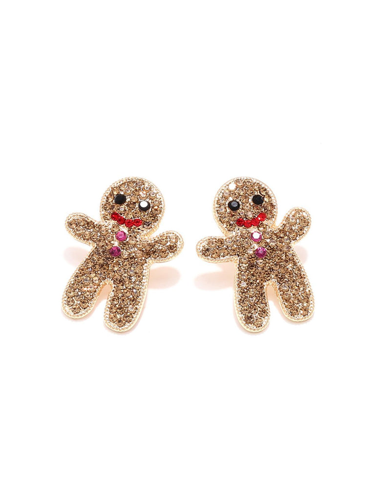 Khaki Christmas Gingerbread Man Rhinestone Earrings: vintage detail work for the woman who notices