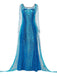 Blue 1970s Solid Sequined Elsa Cape & Dress