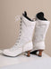 Lace Patchwork Lace-Up Calf-High Boots: timeless vintage elegance she makes her own