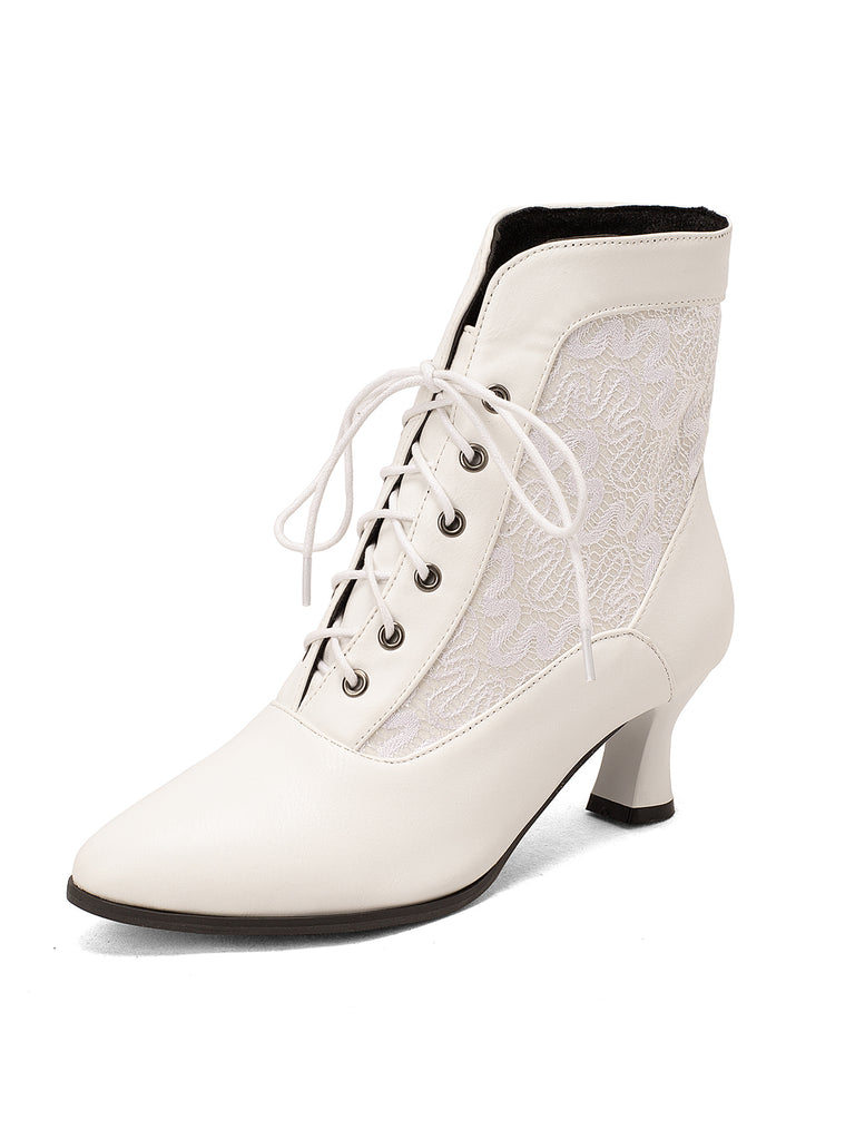 Lace Pointed Leather Heel Vintage Boots: timeless 1950s elegance she makes her own