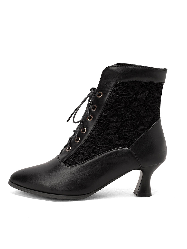 This Lace Pointed Leather Heel Vintage Boots whispers 1950s secrets to those who notice