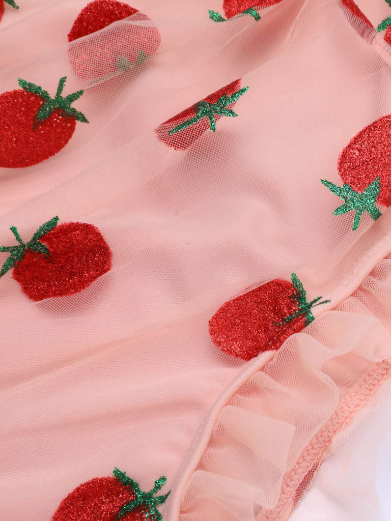 View 8: 1950s Lace Strawberry Cami Tankini Set, perfect for vintage themed parties