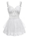 [Pre-Sale] 2PCS White 1950s Lace Ruffled Bow Swimsuit & Cover-Up