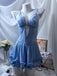 Lake Blue 1980s Floral Spaghetti Strap Lace Nightgown 4