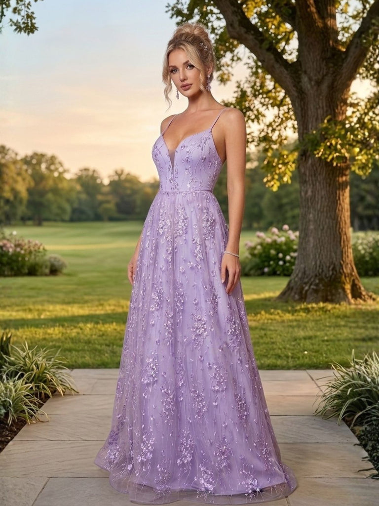 Lavender 1930s Sequin V-Neck Spaghetti Strap Dress - vintage dress, retro fashion