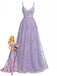 Lavender 1930s Sequin V-Neck Spaghetti Strap Dress - vintage dress, retro fashion