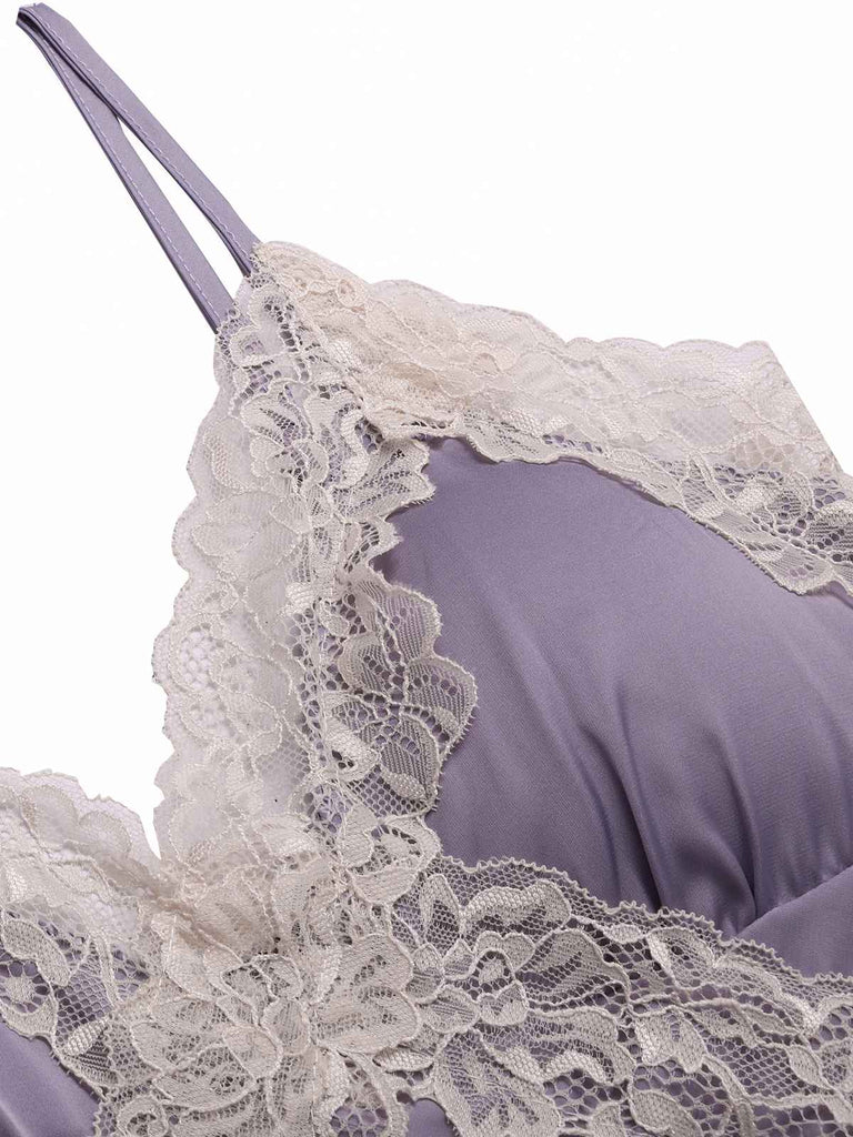 Lavender 1940s Lace Satin Patchwork Nightgown, vintage fashion, retro style - perfect for women who love vintage and retro fashion