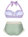 Lavender 1970s Mermaid Shell Halter Bikini Set - vintage fashion, retro style