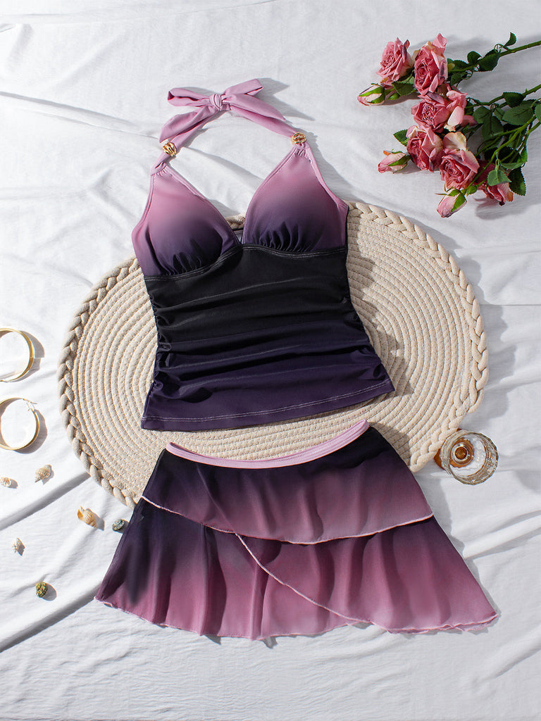 Lavender 1980s Halter Tankini Set 3