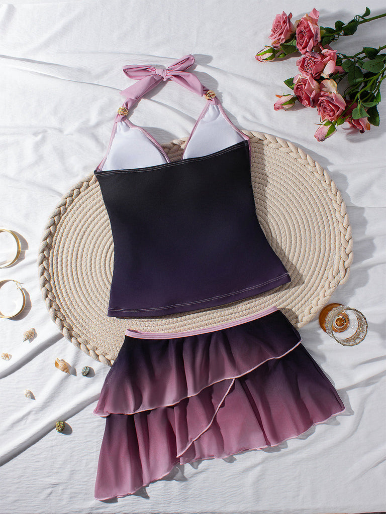 Lavender 1980s Halter Tankini Set 4