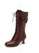 Leather Bow Lace-Up Calf High Boots: timeless vintage elegance she makes her own