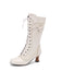 Leather Bow Lace-Up Calf High Boots — vintage vintage charm for her modern wardrobe