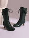 Leather Bow Lace-Up Calf High Boots — vintage vintage charm for her modern wardrobe