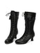 Leather Bow Lace-Up Calf High Boots — vintage style that transcends decades