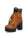 This Leather Lace Patchwork High Heel Ankle Boots whispers vintage secrets to those who notice
