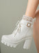 Leather Lace Patchwork High Heel Ankle Boots — vintage style that transcends decades