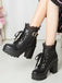 Leather Lace Patchwork High Heel Ankle Boots — vintage vintage charm for her modern wardrobe
