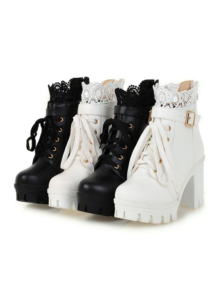 Leather Lace Patchwork High Heel | vintage shoes, retro heels